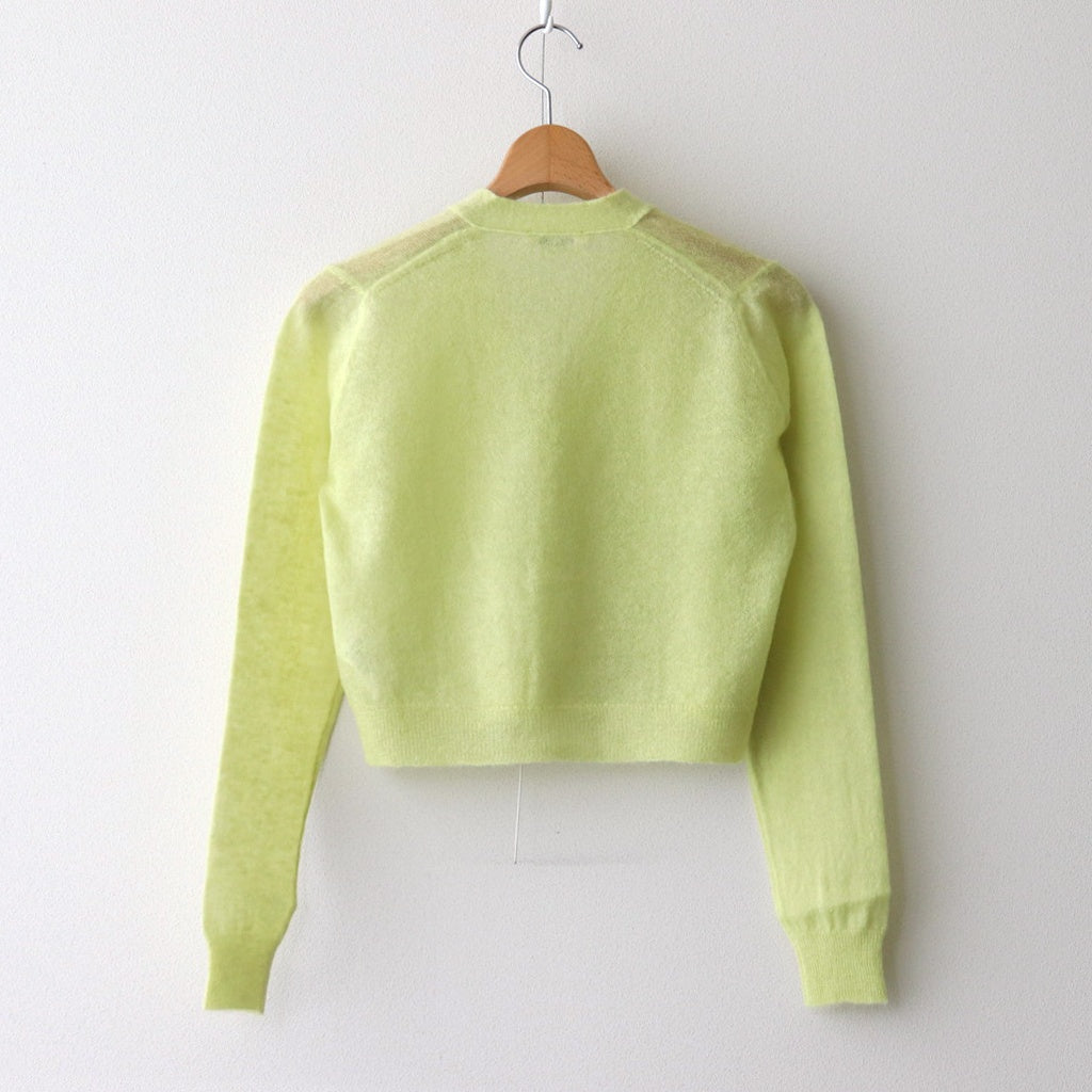 KID MOHAIR SHEER KNIT CARDIGAN #LIME YELLOW [A25SC04FG] - ciacura