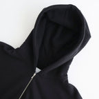 COTTON CASHMERE SWEAT ZIP HOODY #BLACK [ST.1469]