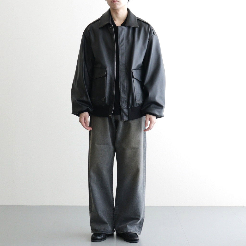 COW LEATHER VINTAGE FLIGHT JACKET #BLACK [ST.1381] - ciacura 三重