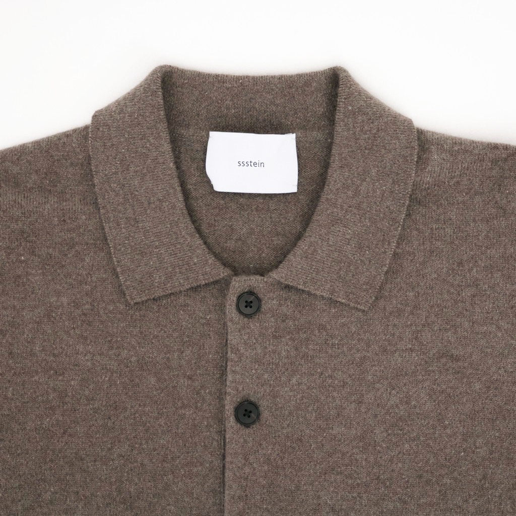 PURE CASHMERE KNIT POLO LS #TAUPE [ST.1630]