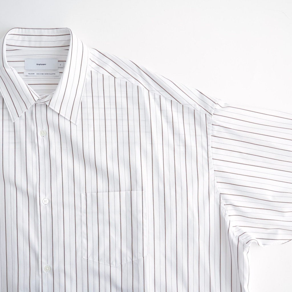 SIDOGRAS Brown Stripe L/S Oversized Regular Collar Shirt #WHITE [GM263-50345]