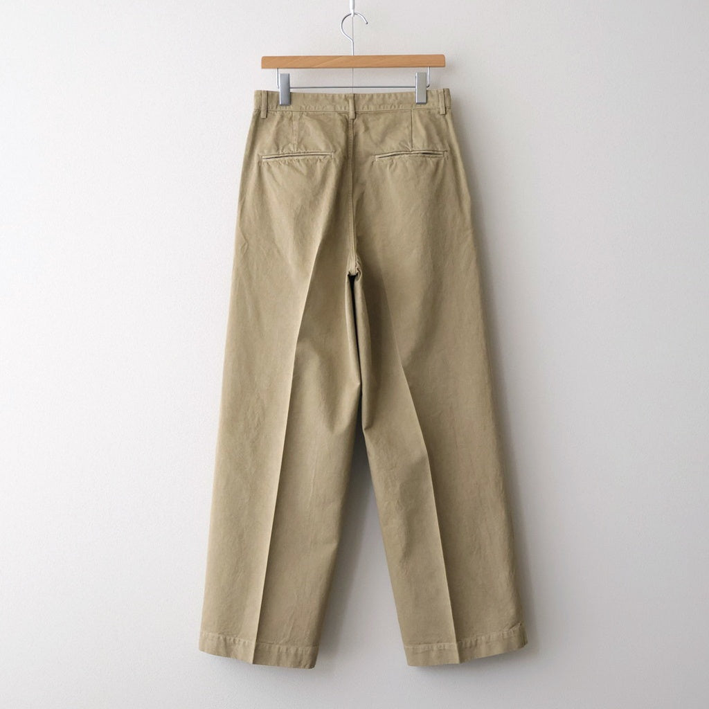 GARMENT-DYED FINX LIGHT CHINO ONE-TUCK WIDE PANTS #BEIGE