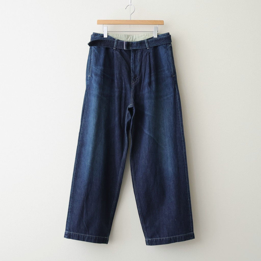 Selvage Denim Belted Pants #INDIGO_DARK FADE [GU261-40064DB]