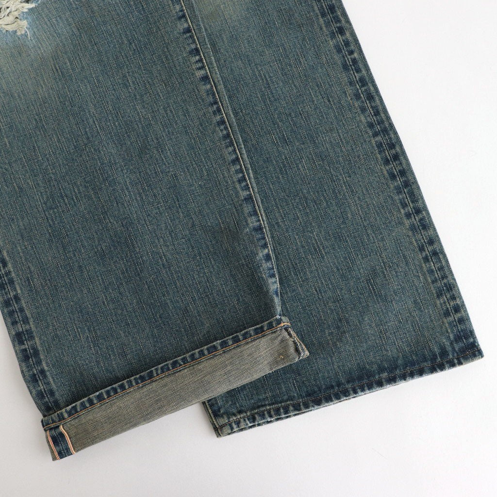 DAMAGED MODERN DENIM PANTS WIDE CUT #FADED INDIGO [25880409]
