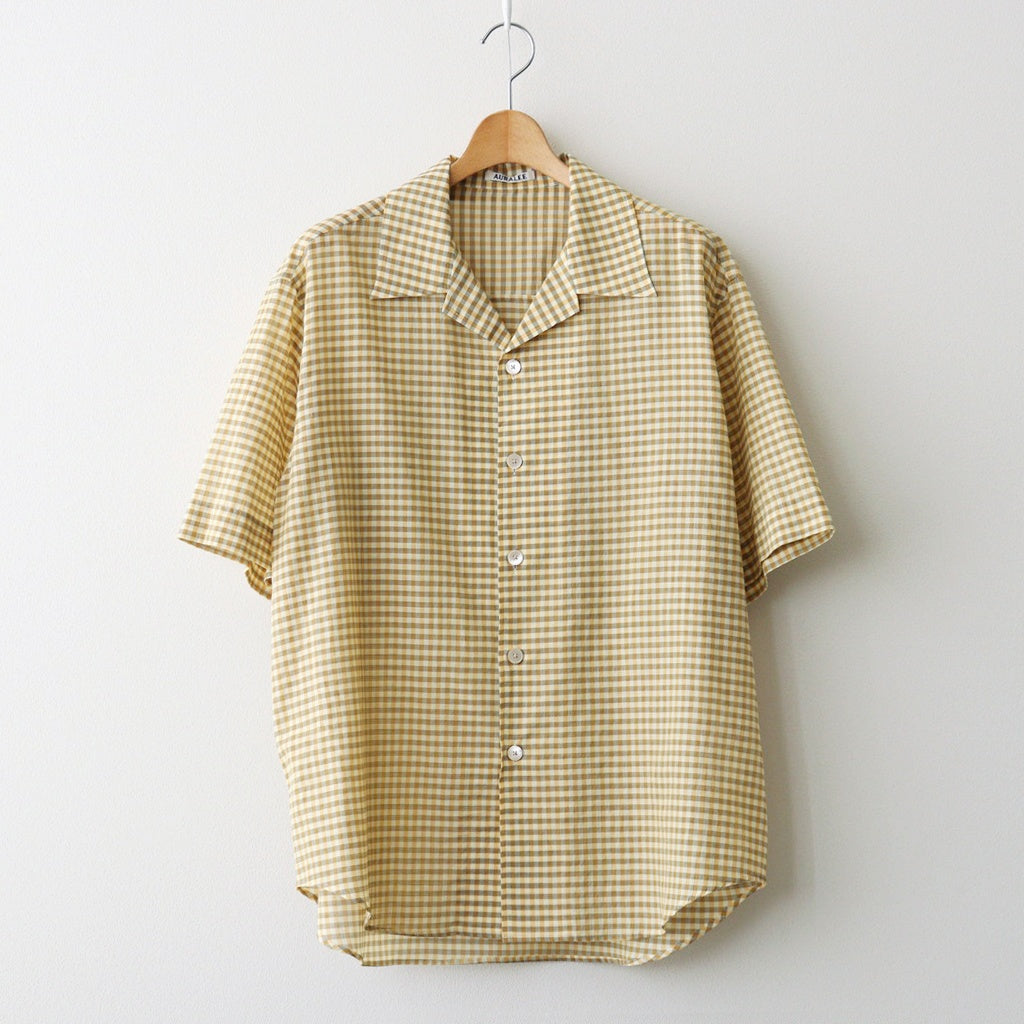 AIRY LIGHT COTTON CHECK HALF SLEEVED SHIRT #MUSTARD GINGHAM CHECK [A26SS02GC]