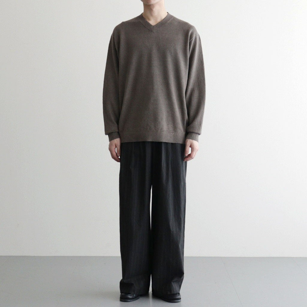 LINEN SHORT FUR V-NECK SWEATER #CHARCOAL GRAY [KRAGLM0120