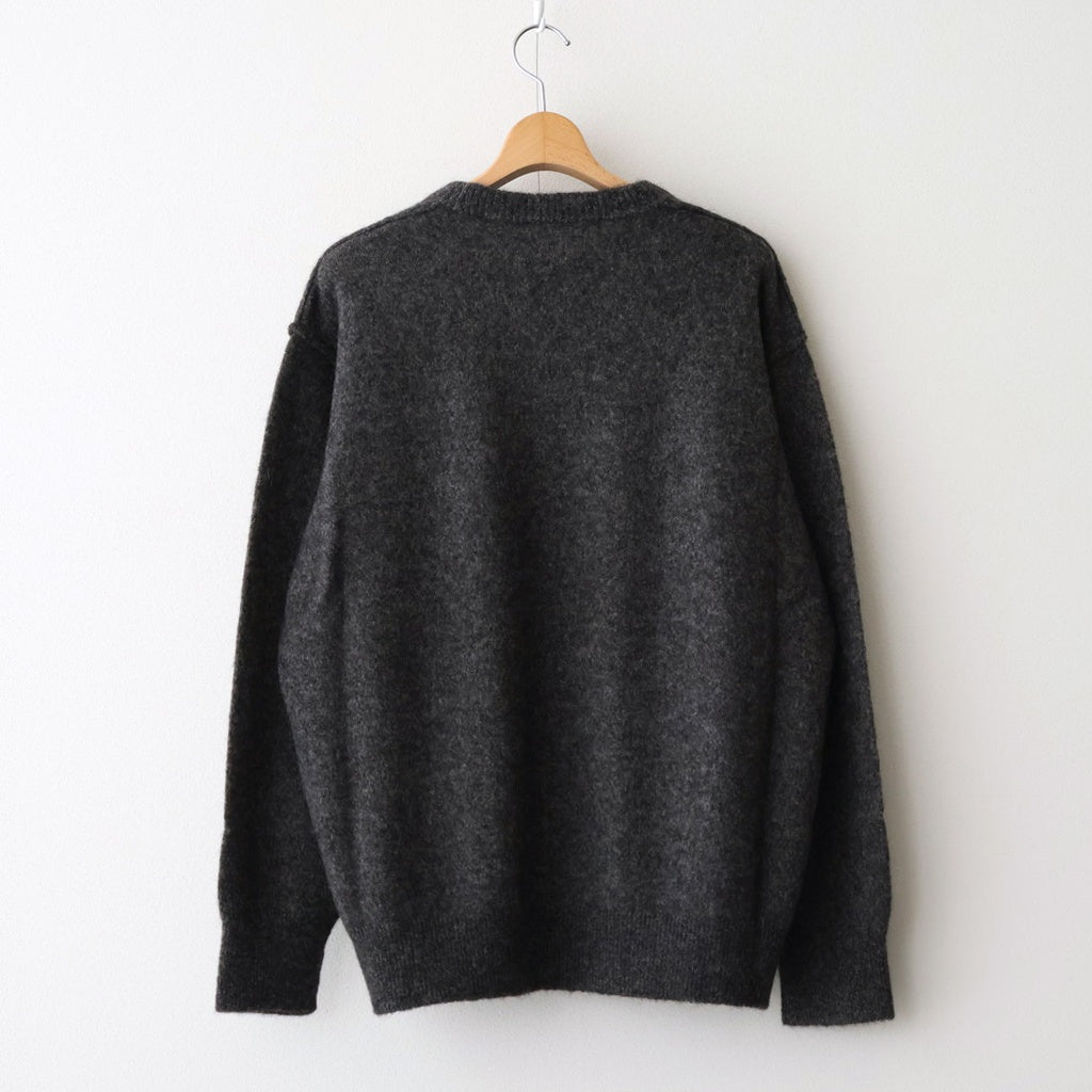 WOOL/ALPACA KNIT CREW NECK LS #CHARCOAL [ST.1294]