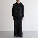 綿裏毛×エステル綿タフタ ジップパーカー #BLACK [HN-T011-051]