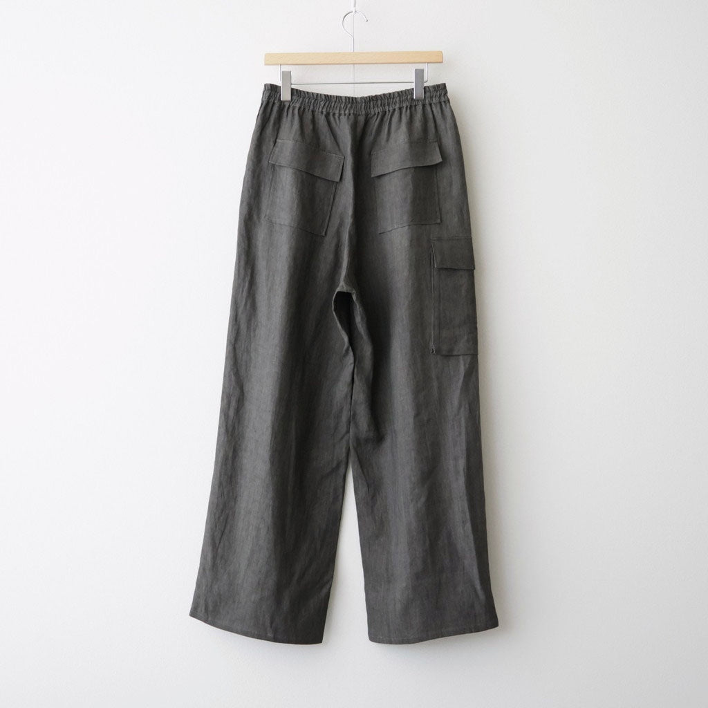 SUMI LINEN WIDE EASY CARGO PANTS #CHARCOAL GRAY [N0050]