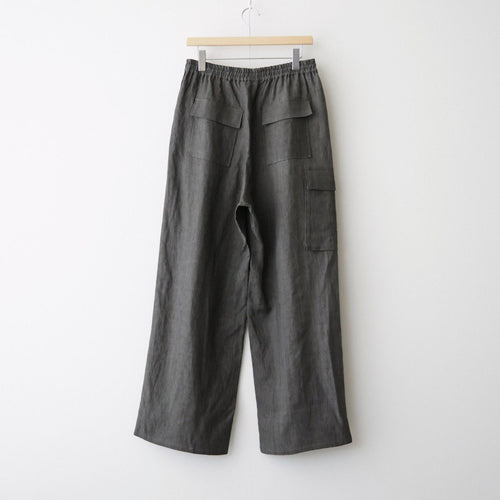 SUMI LINEN WIDE EASY CARGO PANTS #CHARCOAL GRAY [N0050]