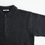 BRUSHED SUPER KID MOHAIR KNIT POLO #INK BLACK [A26AP01KM]