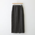 ALPACA WOOL SILK TWEED PENCIL SKIRT #GRAY BROWN HAIRLINE [A25AS06LS]