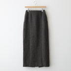 ALPACA WOOL SILK TWEED PENCIL SKIRT #GRAY BROWN HAIRLINE [A25AS06LS]