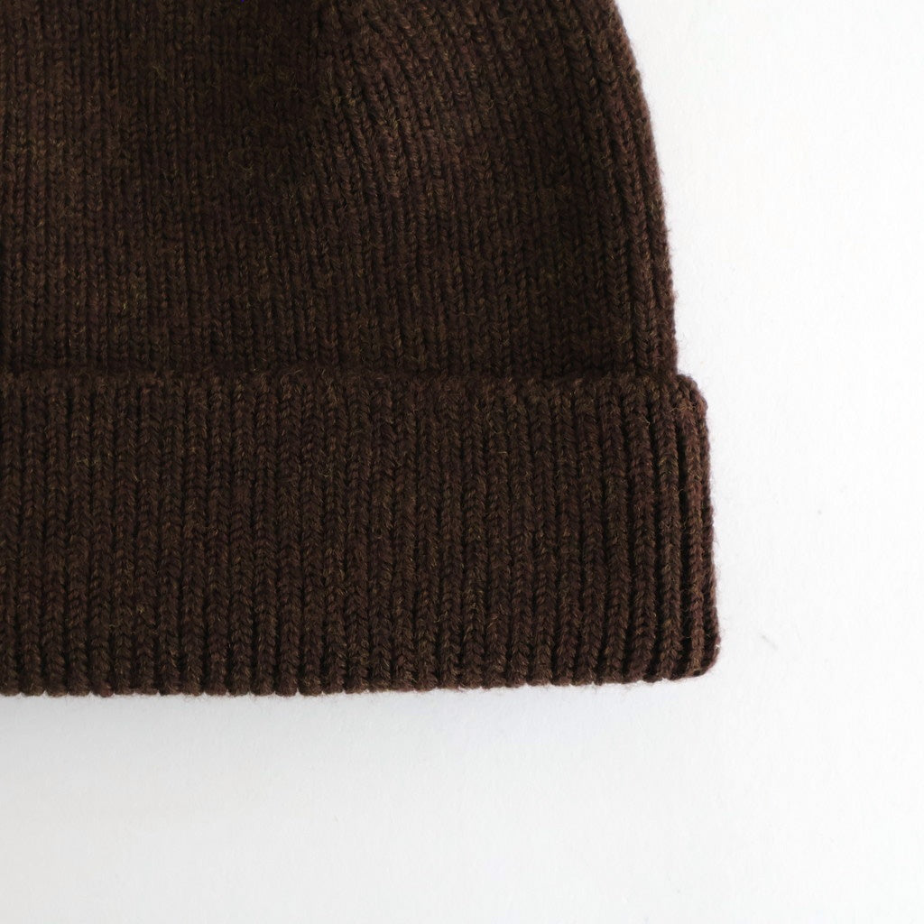 WASHABLE MERINO SEAMLESS BEANIE #BROWN [R5140-AW25]