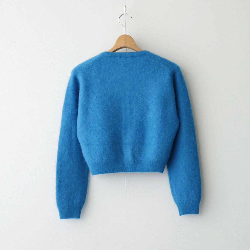 GARMENT-DYED BABY ALPACA FUR KNIT CREW-NECK CARDIGAN #ROYAL BLUE