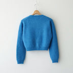 GARMENT-DYED BABY ALPACA FUR KNIT CREW-NECK CARDIGAN #ROYAL BLUE [A26AC03BA]