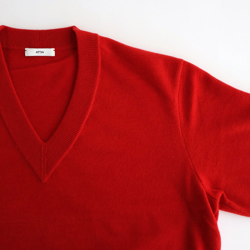 MERINO COLLEGE KNIT V-NECK SWEATER #RED(010) [KRAGGW0905]