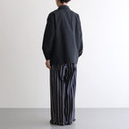 STRIPE BELTED WIDE LEG TROUSERS #NAVY [YK24SS0641P]