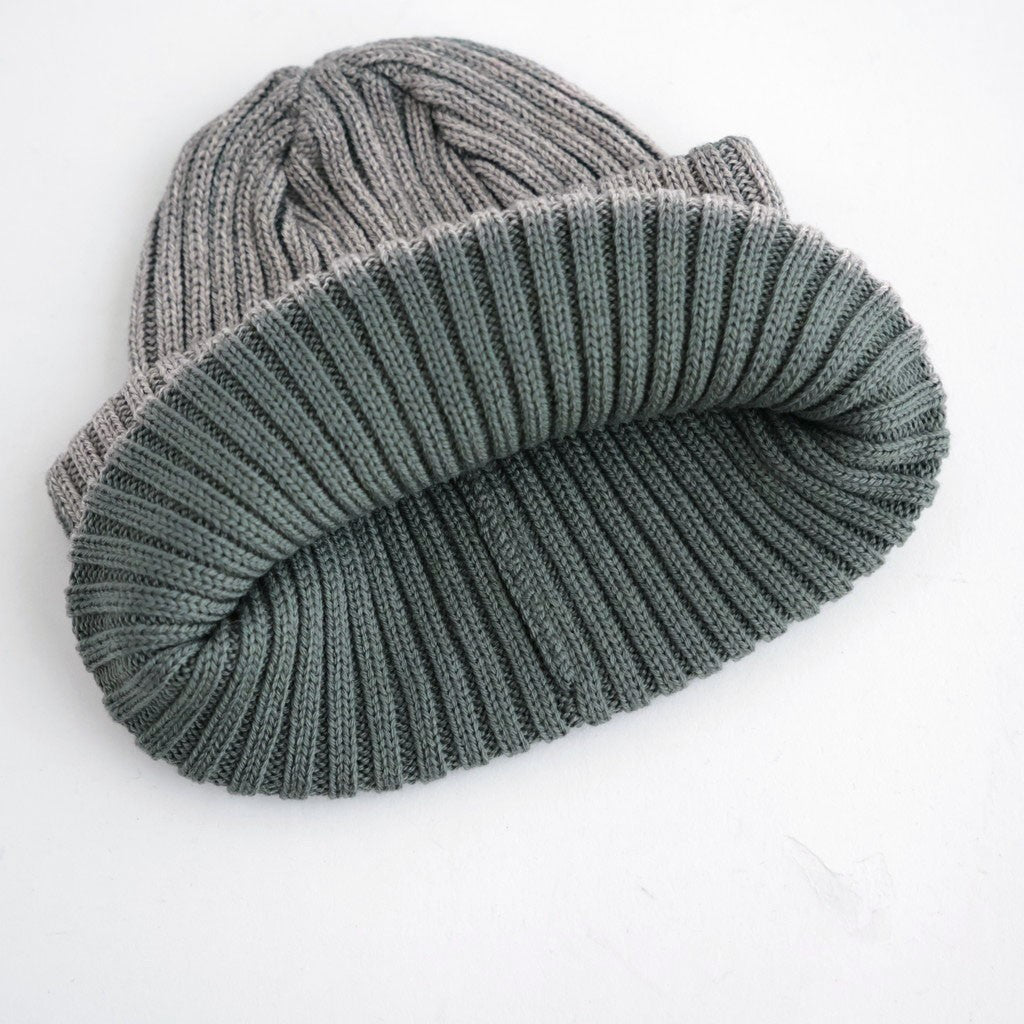 BATONER ウール梳毛リブ ブリーチ加工 ニットキャップ #KHAKI [HR-N005-051]