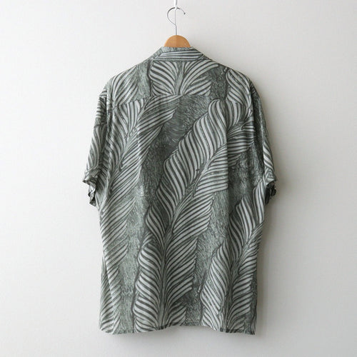 Leaf Pattern Printed Open Collar Shirt #IVORY [YK26SS01202SH]