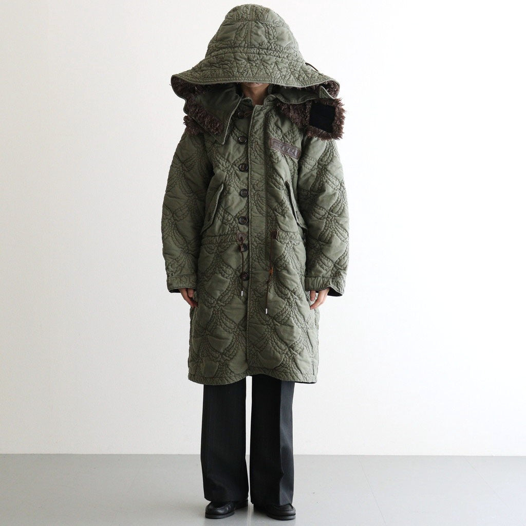 QUILTING FISHTAIL COAT #KHAKI [26330104]