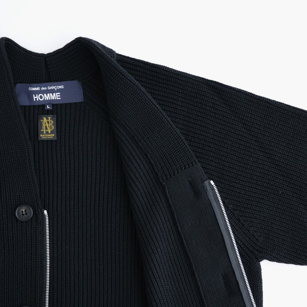 BATONER ウール梳毛片畔 Vネックカーディガン #NAVY [HR-N002-051]