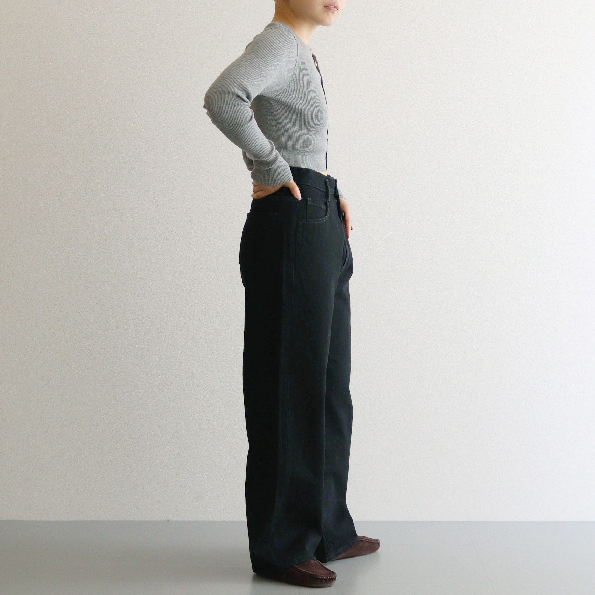 SUPER FINE WOOL HIGH GAUGE RIB KNIT SHORT CARDIGAN #TOP GRAY [A24AC01HW]