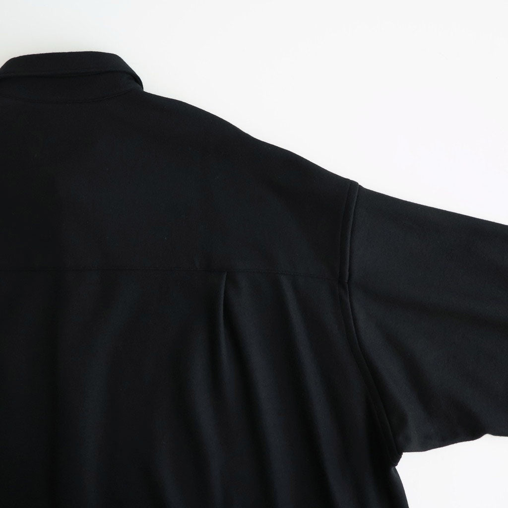Wool Smooth Flannel Oversized Regular Collar Shirt #BLACK [GU263-50521B]