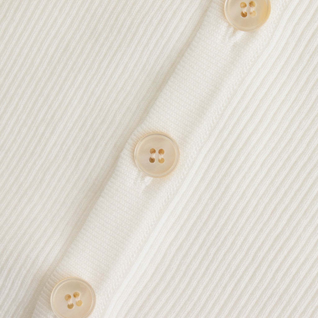 COTTON HIGH GAUGE RIB KNIT CROPPED CREW NECK CARDIGAN #WHITE [A00C04HR]