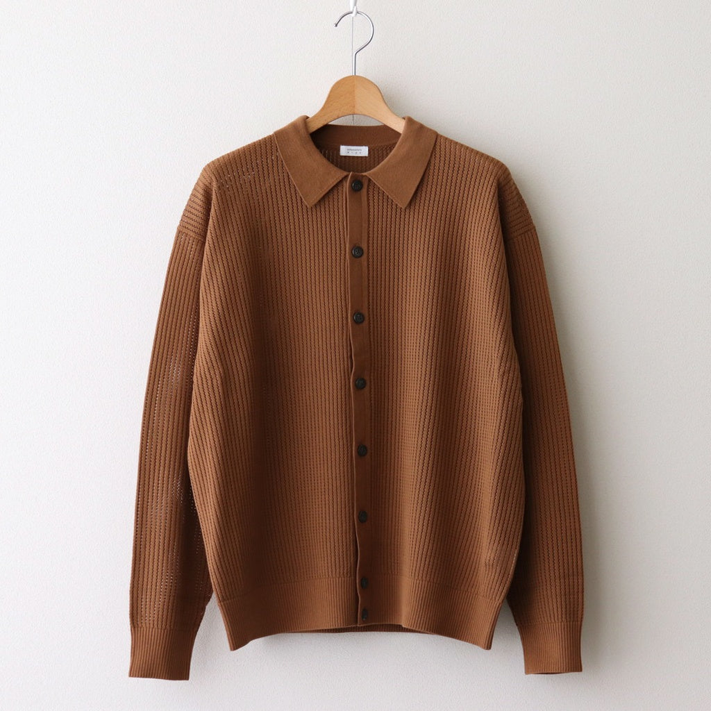 Stripe Mesh Knit Shirt #Brown [2501-008]