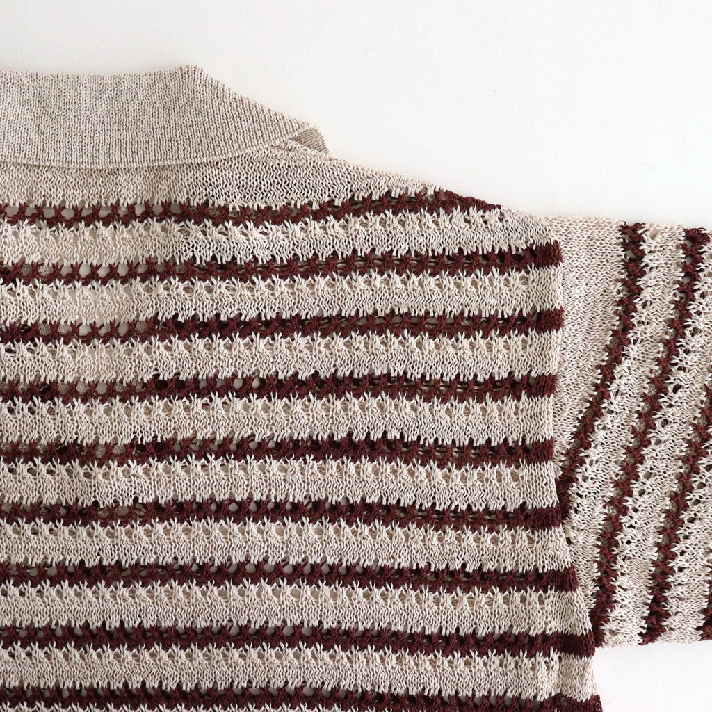 BORDER MESH KNIT SKIPPER POLO SHIRT #IVORY [YK25SS001010S]