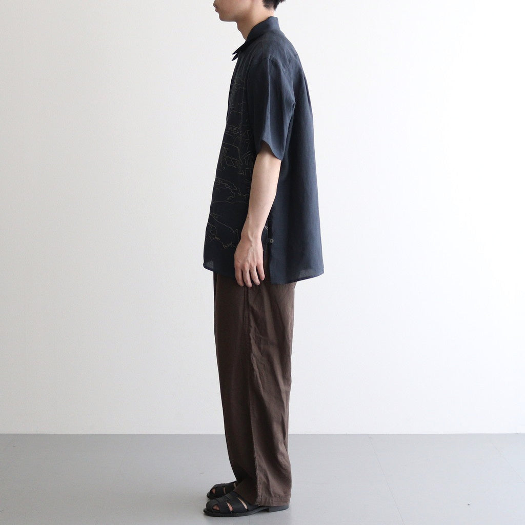 EMBROIDERY OPEN COLLAR SHIRT #NAVY [YK25SS001004SH]