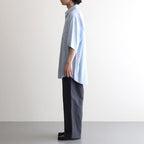 SIDOGRAS S/S Oversized Regular Collar Shirt #SAX STRIPE [GM262-50029]