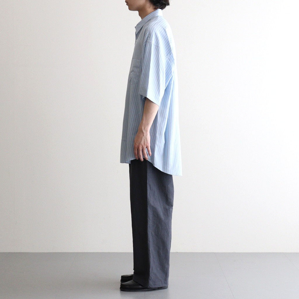 SIDOGRAS S/S Oversized Regular Collar Shirt #SAX STRIPE [GM262-50029]