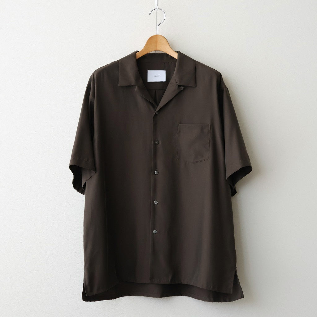 CUPRO TWILL OVERSIZED OPEN COLLAR SS SHIRT #DARK BROWN [ST.1462]