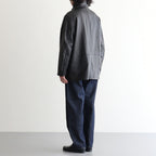 REVERSIBLE WOOL TWISTED TWILL / SHEEP LEATHER HALF COAT #BROWN CHAMBRAY × BLACK [A26AC01AN]