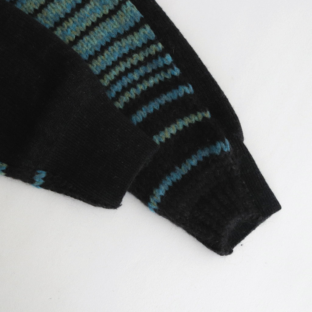 COLOR COMBINATION KNIT LS #BLUE × CHARCOAL [ST.713] – ciacura
