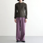 WOOL SILK SOFT RIB HENLEY #DARK BROWN [A26AP02WR]