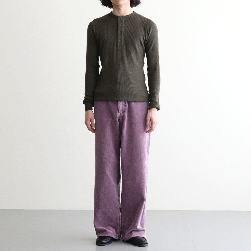 WOOL SILK SOFT RIB HENLEY #DARK BROWN [A26AP02WR]