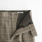 SILK LINEN NEP CHECK ONE-TUCK SLACKS #DARK BROWN CHECK [A26SP04SN]