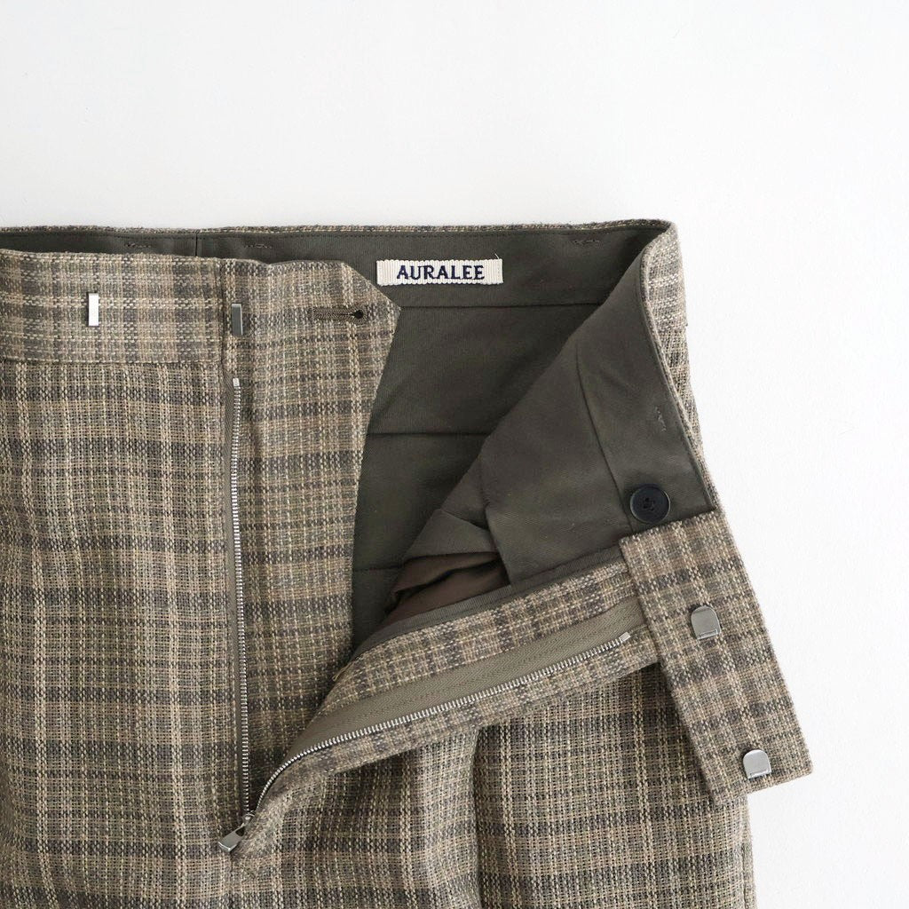 SILK LINEN NEP CHECK ONE-TUCK SLACKS #DARK BROWN CHECK [A26SP04SN]
