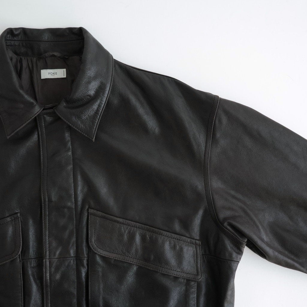 Leather Flight Jacket #Dark Brown [YK26FW01304B]