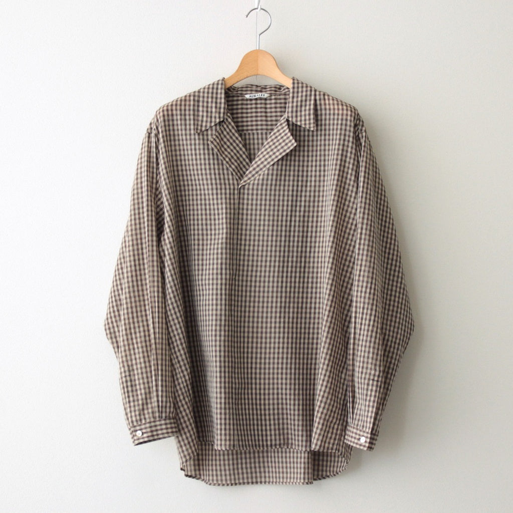 AIRY LIGHT COTTON CHECK P/O SHIRT #BROWN GINGHAM CHECK [A25SS02GC]