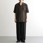 CUPRO TWILL OVERSIZED OPEN COLLAR SS SHIRT #DARK BROWN [ST.1462]