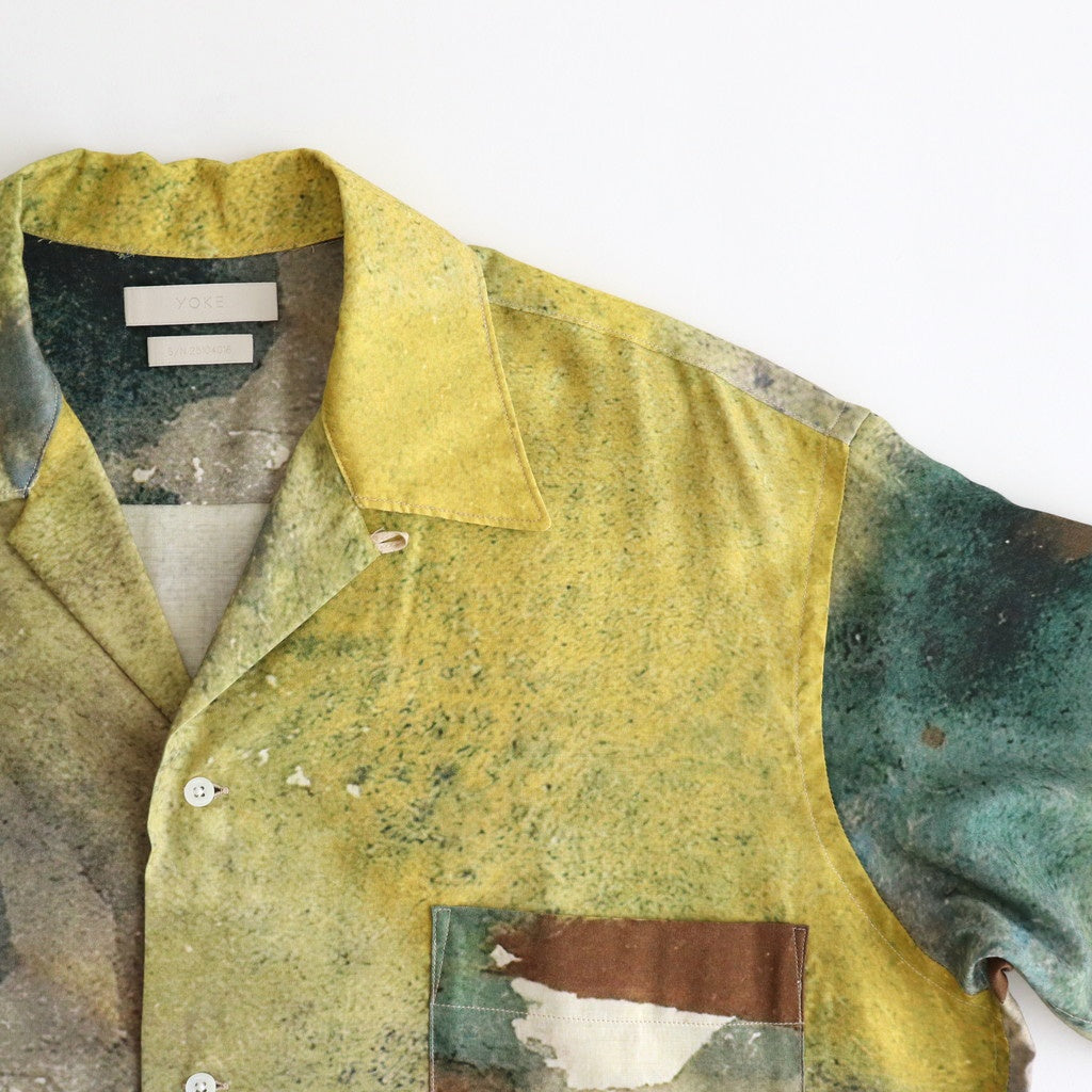 LANDSCAPE PRINTED OPEN COLLAR SHIRT #YELLOW [YK25SS0933SH]