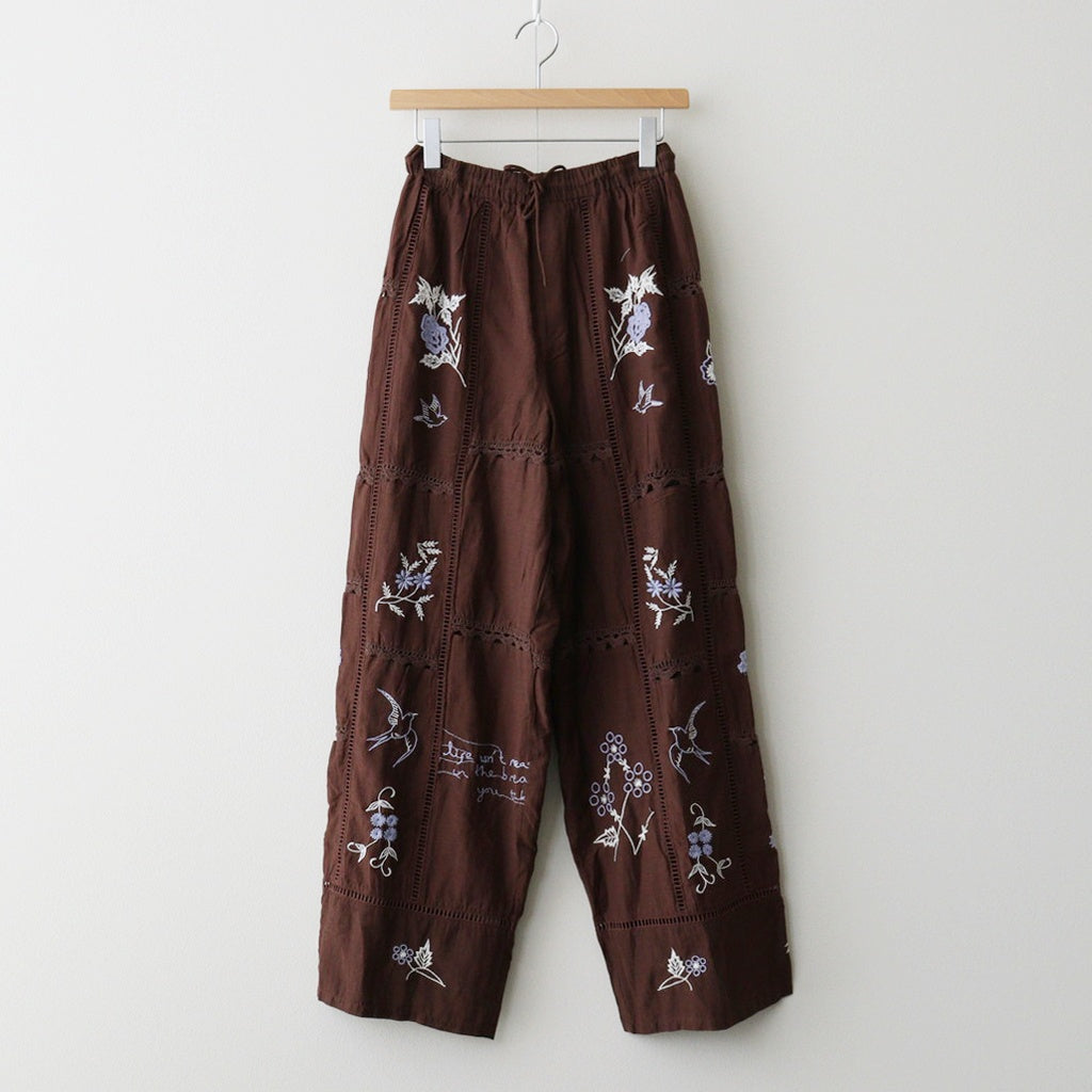 Embroidery Patchwork Trousers #BUG [12610719]