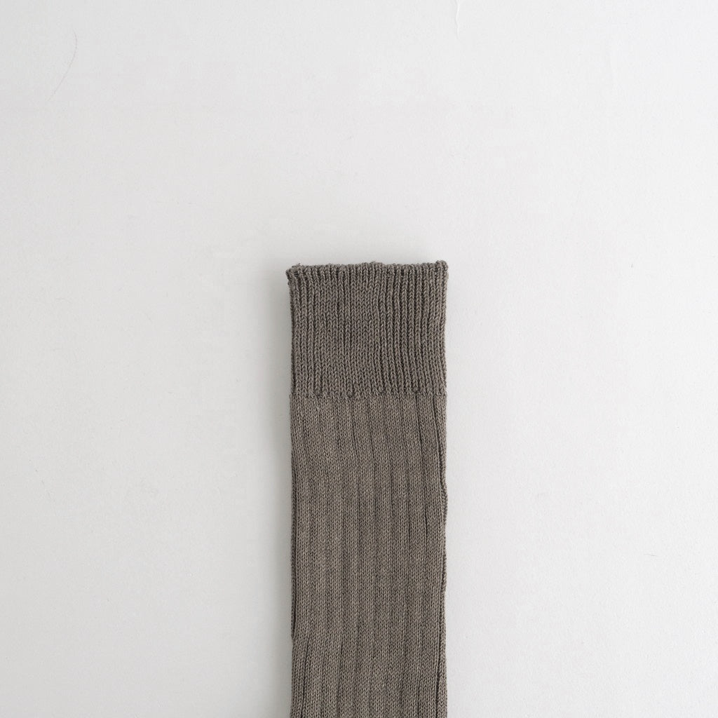 LINEN COTTON RIBBED CREW SOCKS #D.GRAY [R1461-SS26]