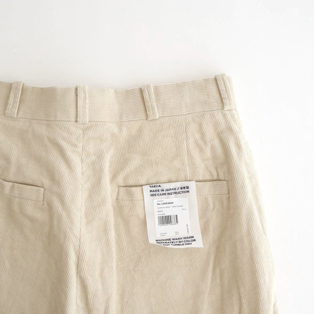 Corduroy Pants - Wide Straight #BEIGE [12052605]