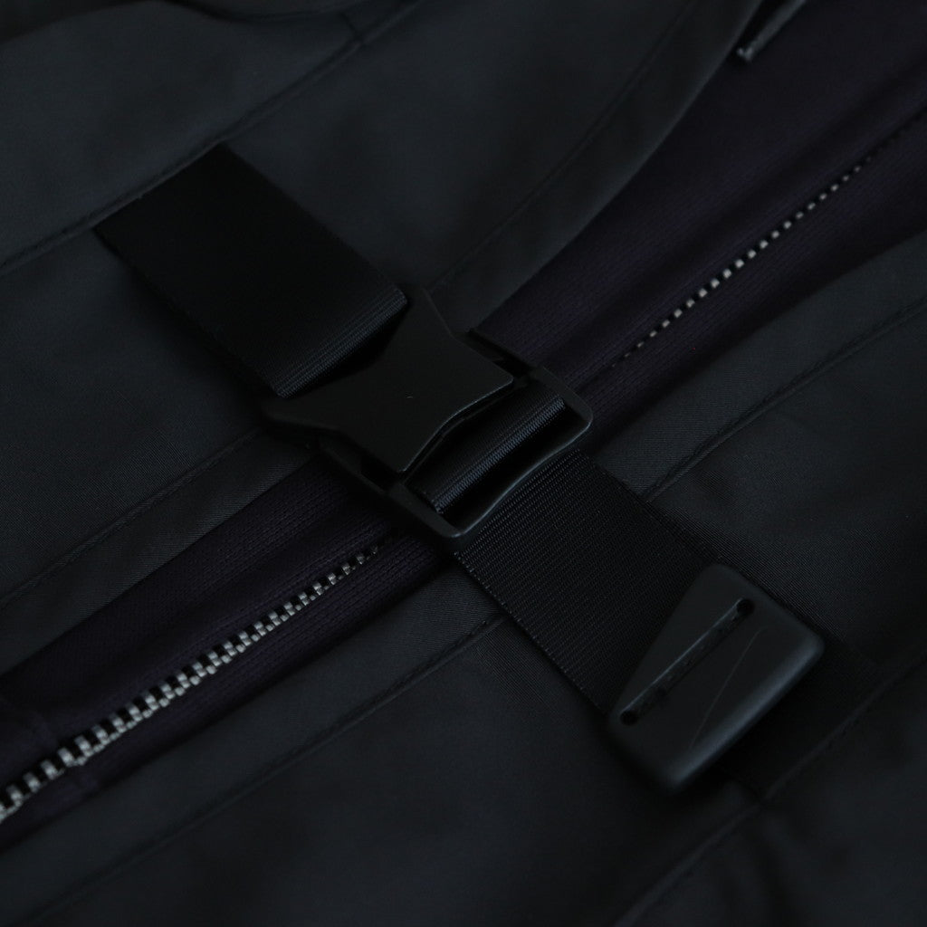 綿裏毛×エステル綿タフタ ジップパーカー #BLACK [HN-T011-051]