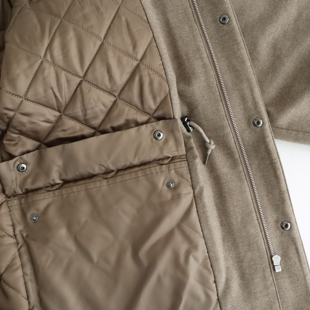 WOOL FULLING FLANNEL PADDED OVER BLOUSON #TOP BROWN [A25AB02CF]